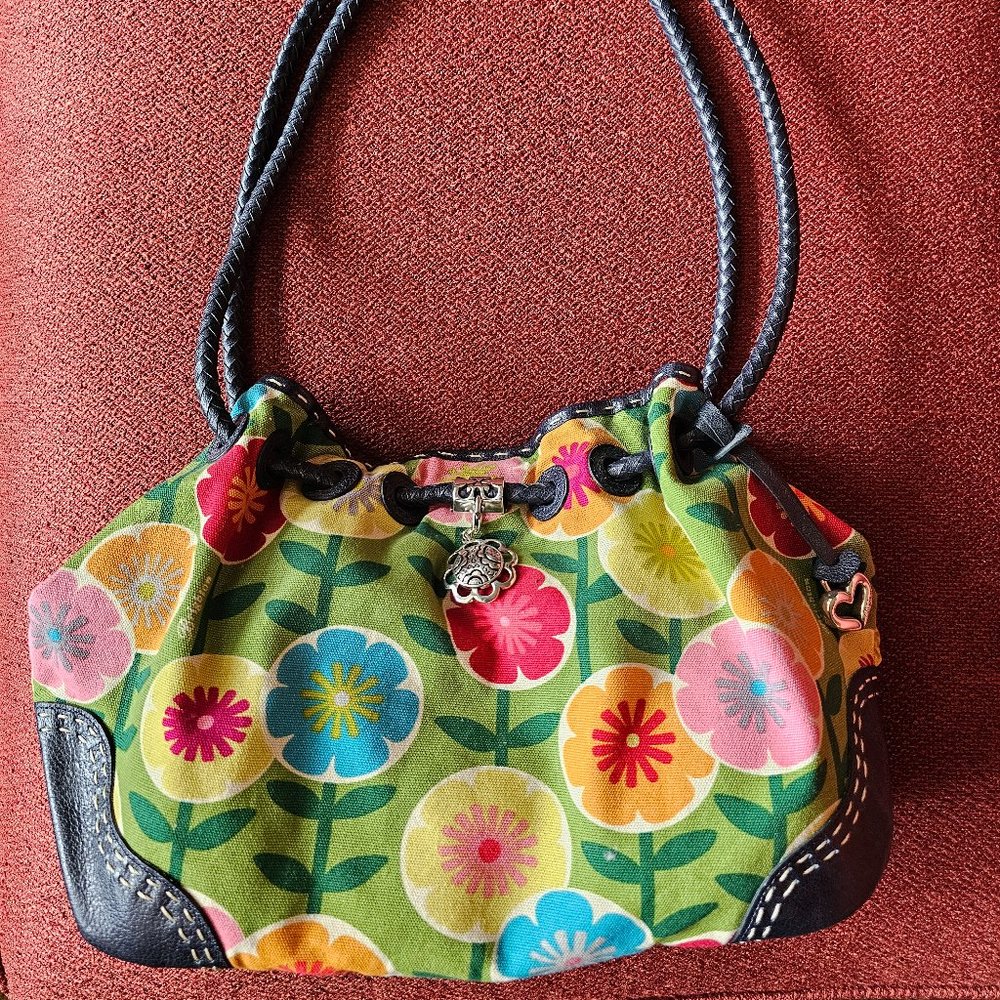 NWT Brighton Canvas/Leather Floral Handbag